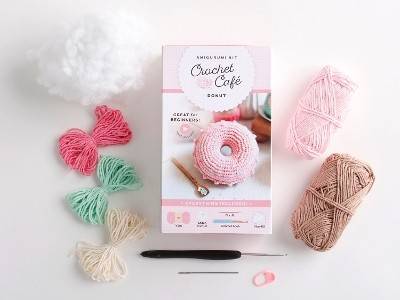 Crochet Café Amigurumi Kit Donut: Everything You Need Is Included: 100%-Cotton Yarn, Crochet Hook, Stitch Marker, Tapestry Needle, Fiberfill, Step-by-Step Leaflet, and Exclusive Instruction Videos; Be