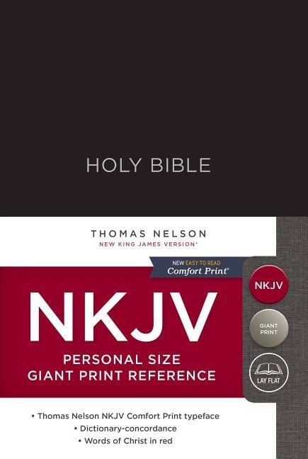 Nkjv, reference bible, personal size giant print, hardcover, black, red let