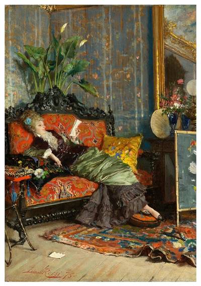 Young Woman Reading Notecard