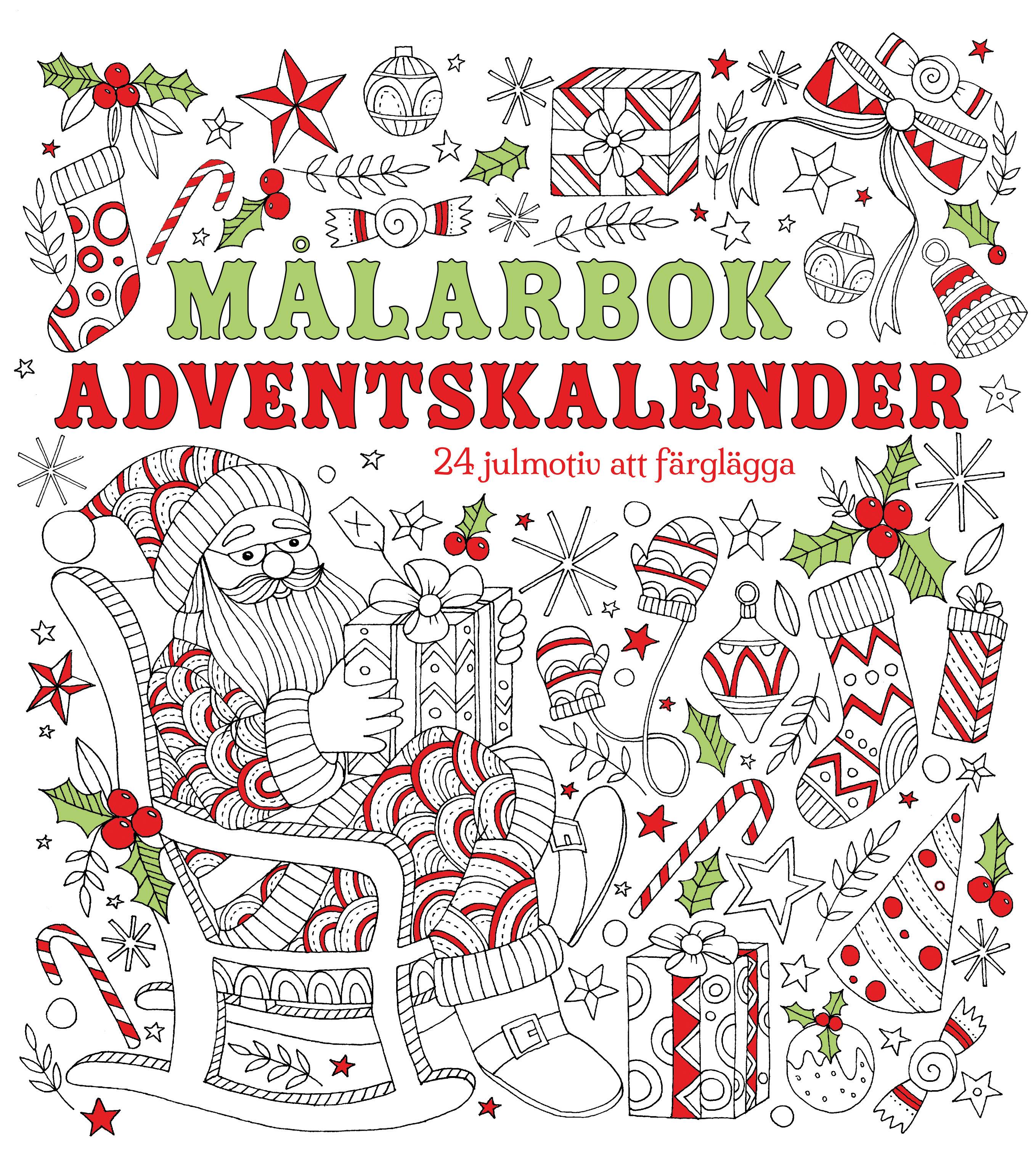 Målarbok adventskalender : 24 julmotiv att färglägga