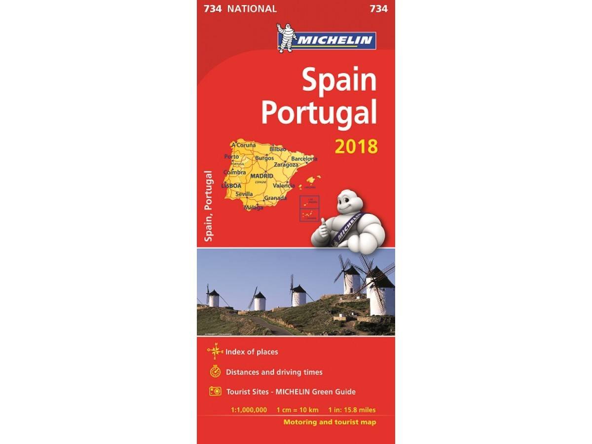 Spanien Portugal 2018 Michelin 734 Karta