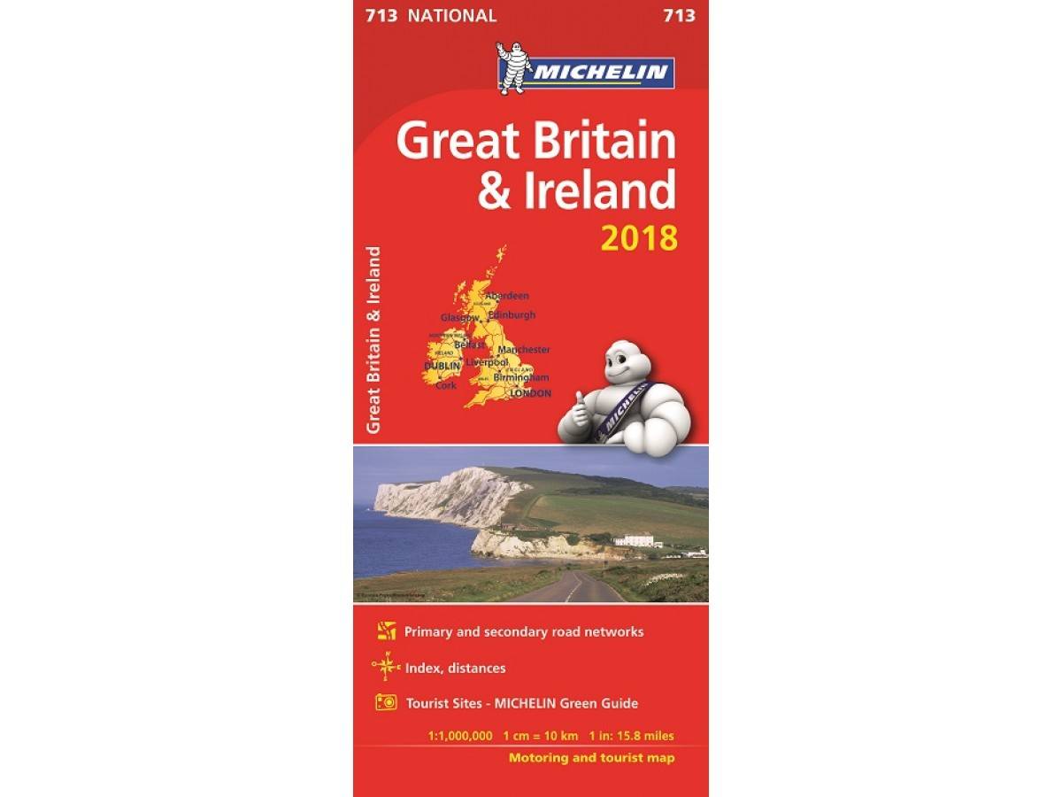 Storbritannien och Irland 2018 Michelin 713 Karta