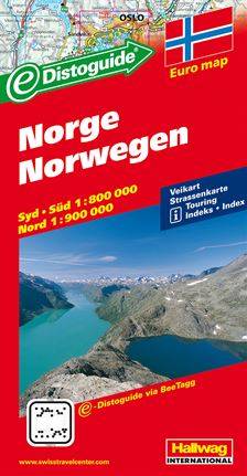 Norge Distoguide Hallwag karta : 1:800000-1:900000