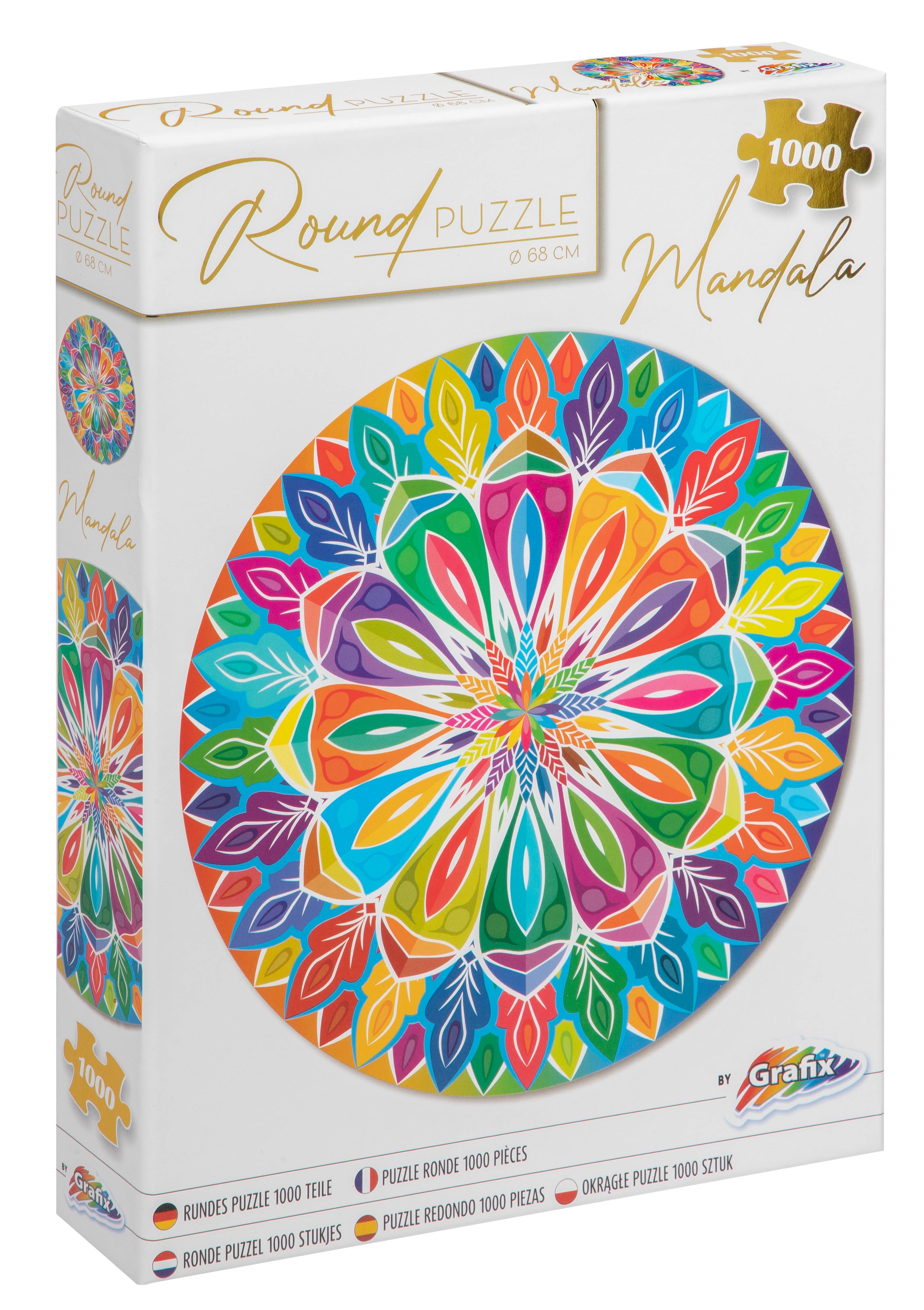 Pussel 1000 bitar : Mandala, runt, diameter 68 cm