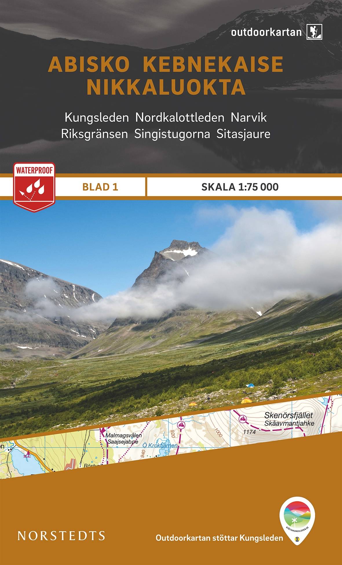 Outdoorkartan Abisko Kebnekaise Nikkaluokta : Blad 1 skala 1:75000