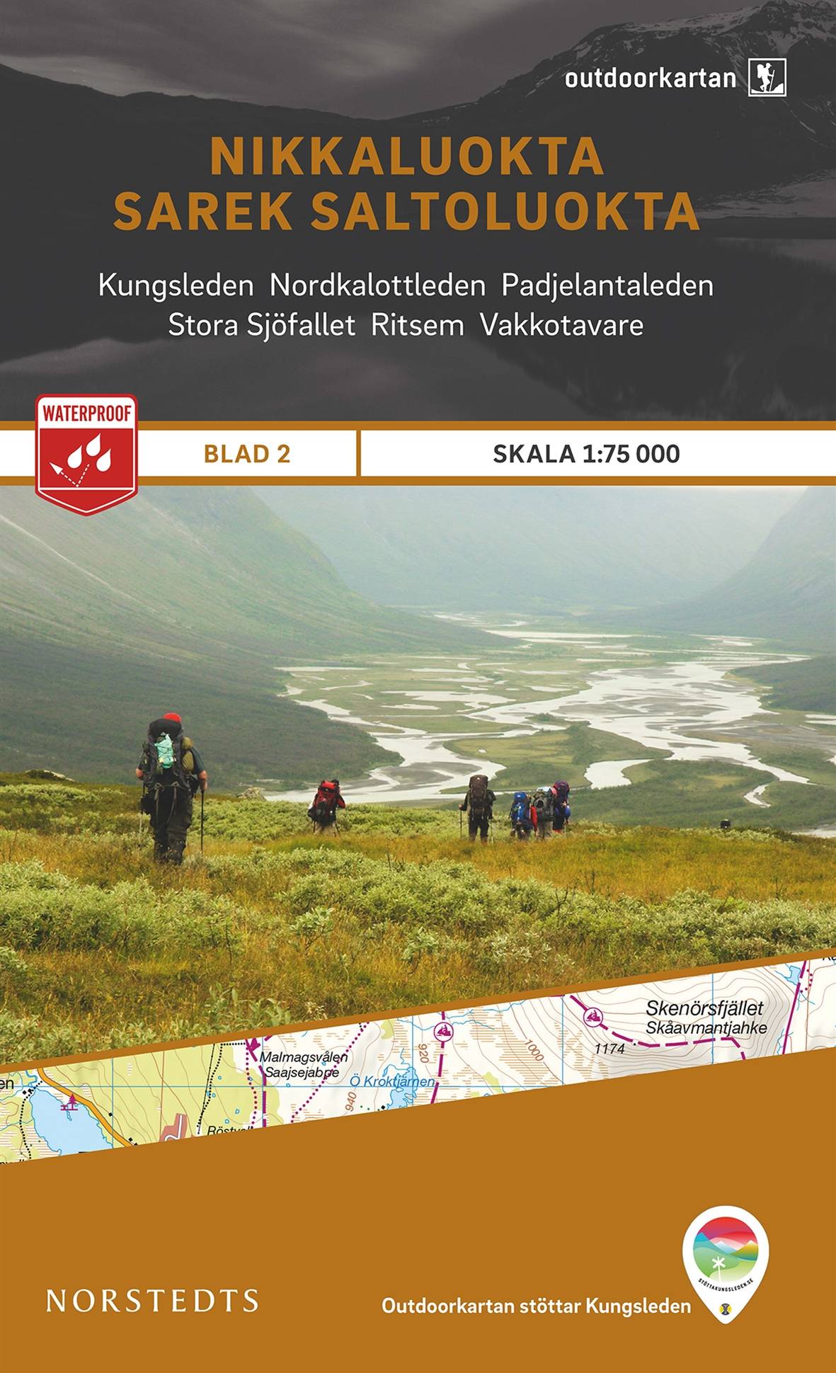 Outdoorkartan Nikkaluokta Sarek Saltoluokta : Blad 2 skala 1:75000