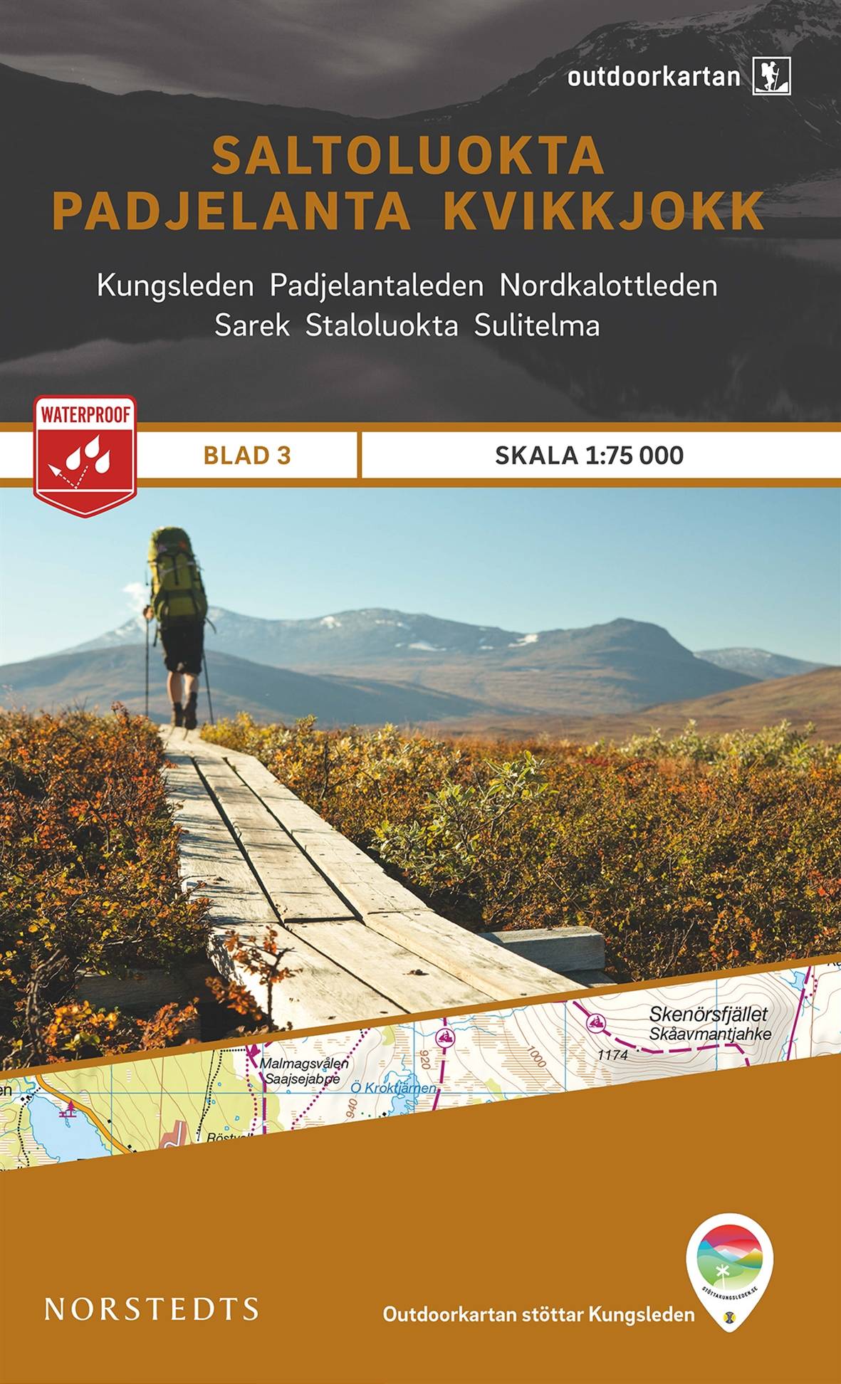 Outdoorkartan Saltoluokta Padjelanta Kvikkjokk : Blad 3 Skala 1:75000