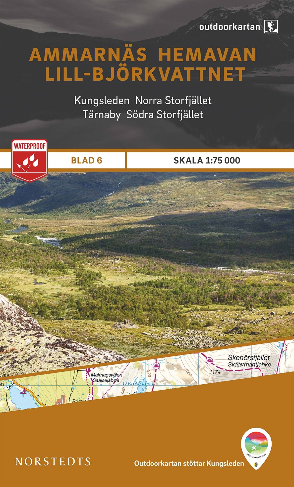 Outdoorkartan Ammarnäs Hemavan Lill-Björkvattnet : Blad 6 skala 1:75000