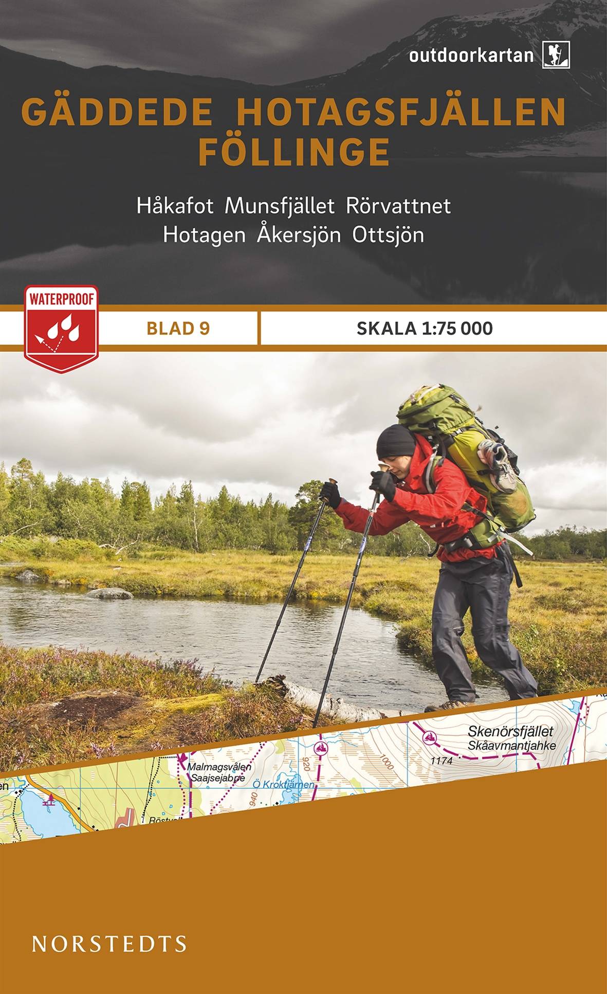 Outdoorkartan Gäddede Hotagsfjällen Föllinge : Blad 9 skala 1:75000