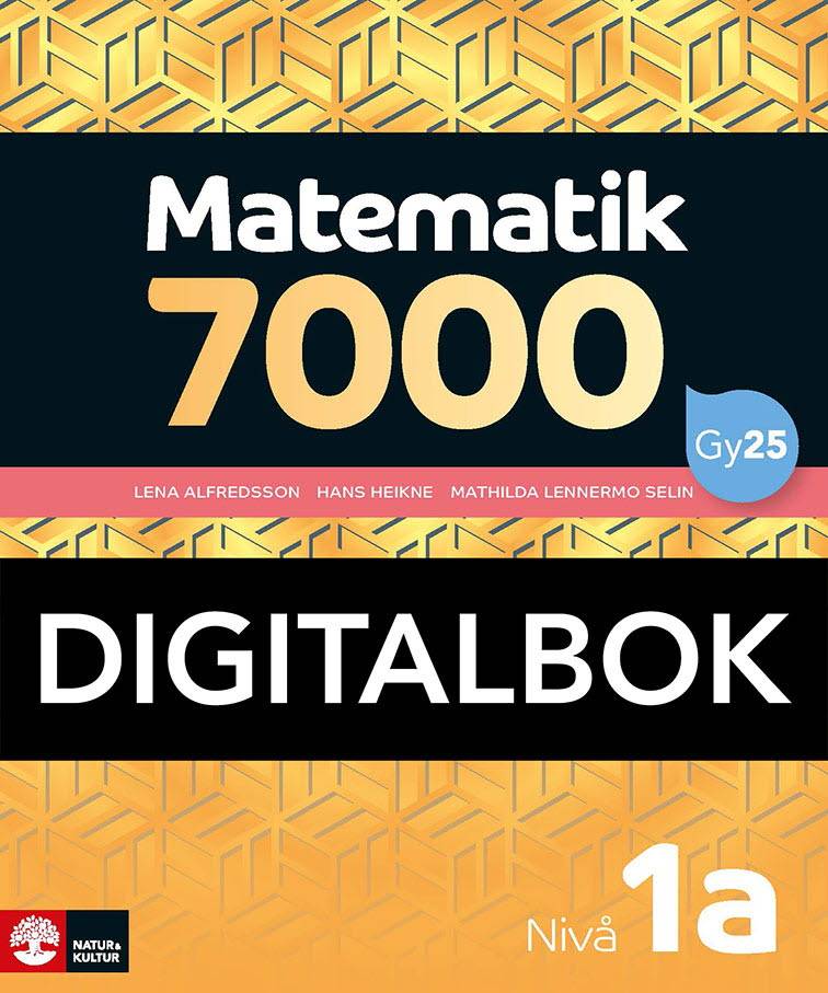 Matematik 7000 nivå 1a Gul Digitalbok