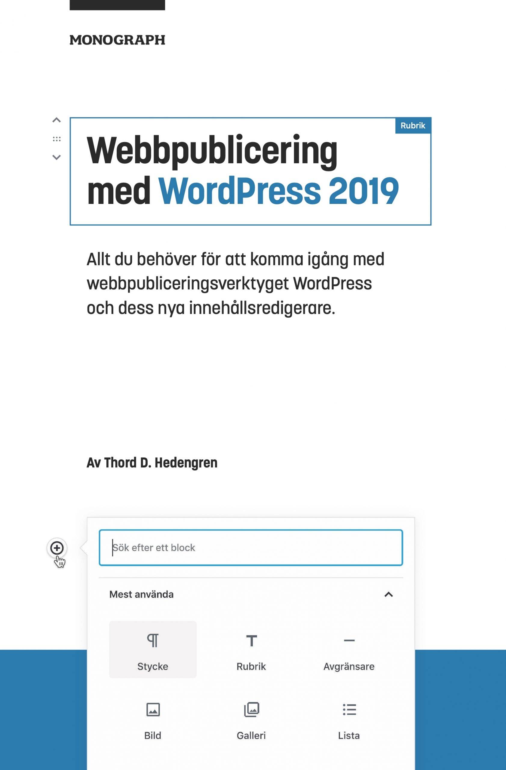 Webbpublicering med WordPress 2019