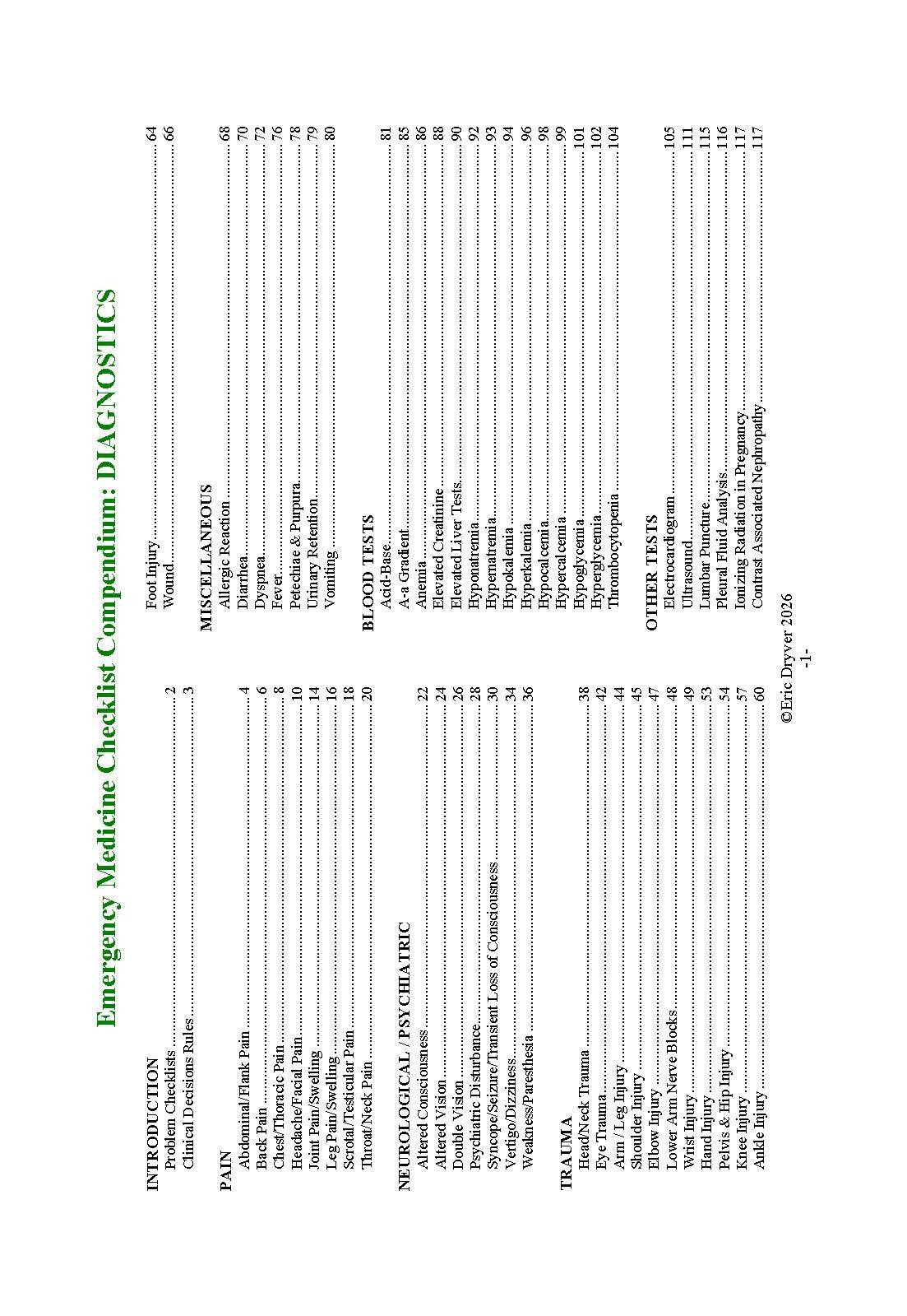 Emergency medicine checklist compendium : diagnostics & resuscitation