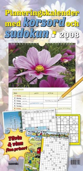 Planeringskalender med korsord och sudokun 2008