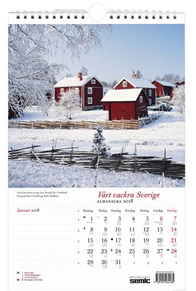 Vårt vackra Sverige almanacka 2018