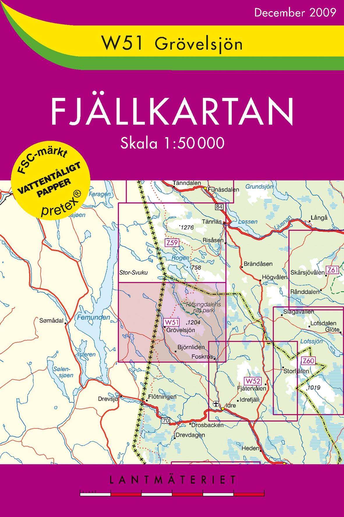 W51 Grövelsjön Fjällkartan - 1:50000