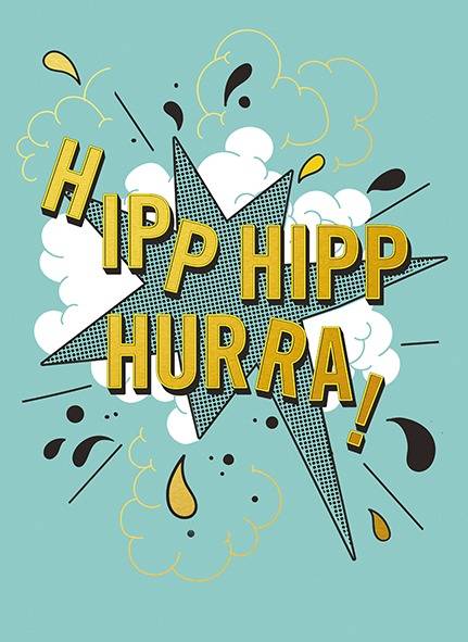 Hipp hipp hurra : Dubbla kort med kuvert 6-pack