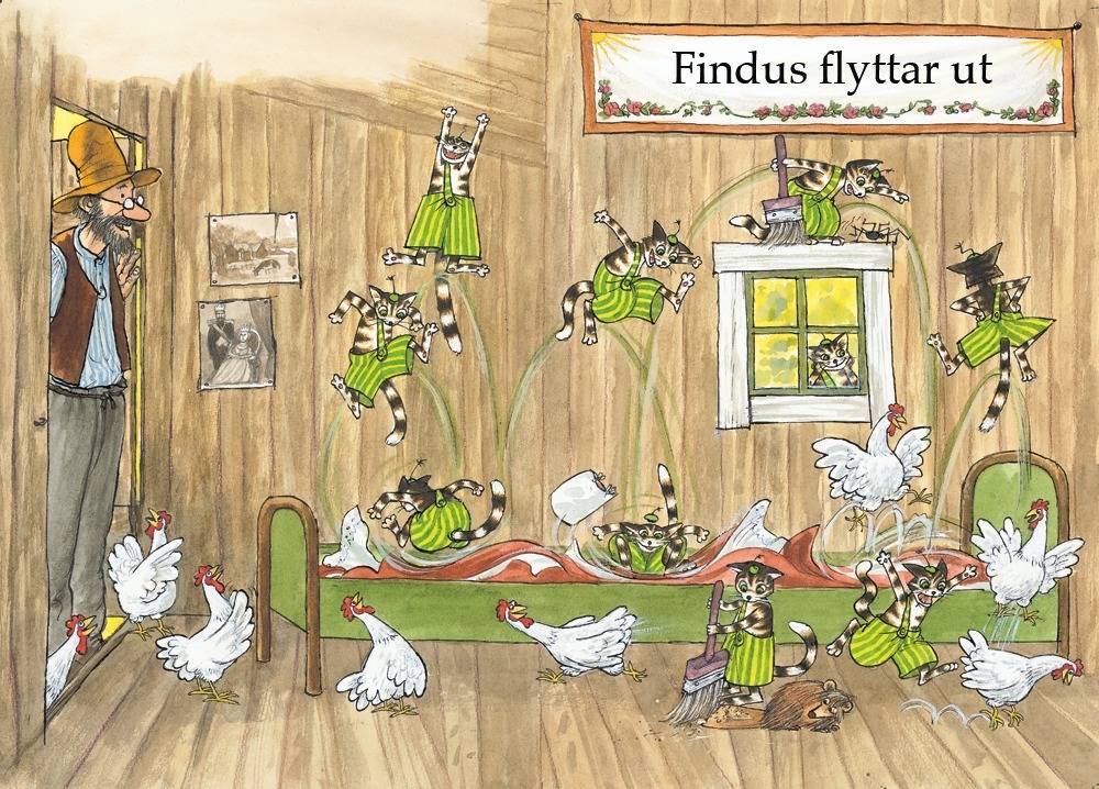 Findus flyttar ut, affisch 100 x 70 cm