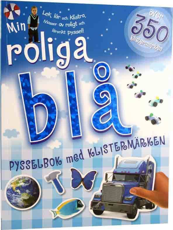 Min roliga blå pysselbok med klistermärken
