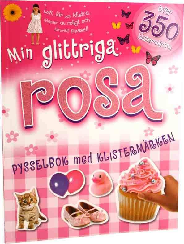 Min glittriga rosa pysselbok med klistermärken