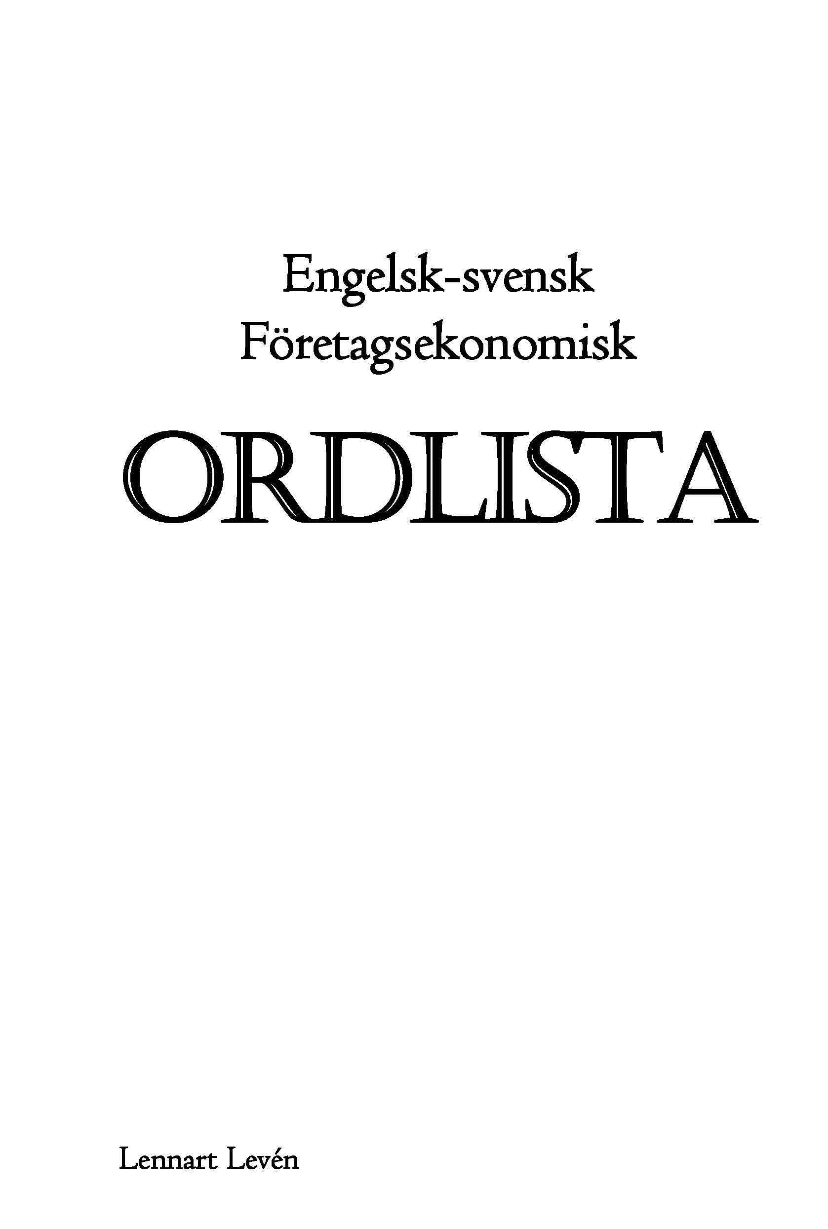 Engelsk-svensk företagsekonomisk ordlista