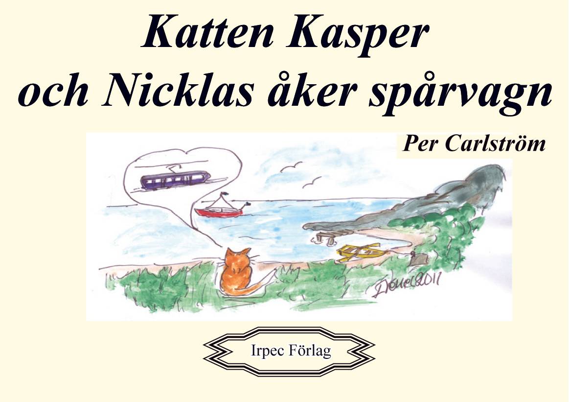 Katten Kasper och Nicklas åker spårvagn