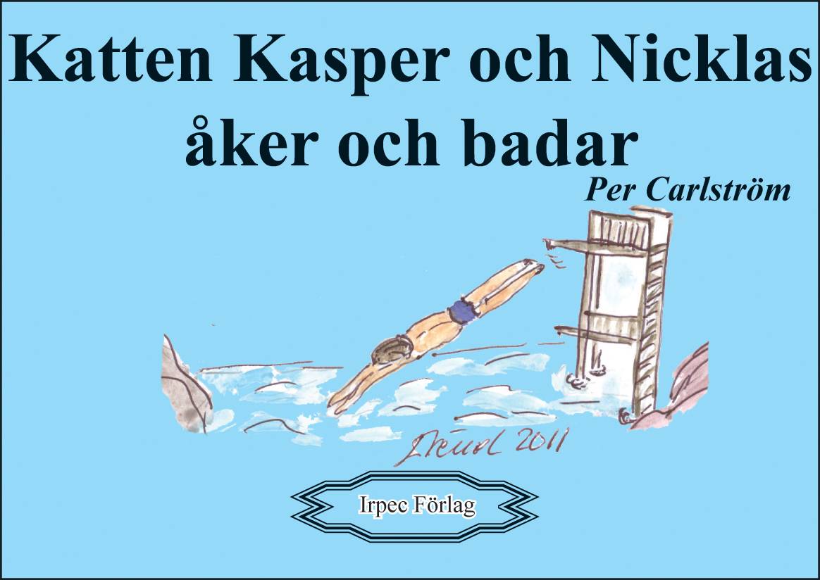 Katten Kasper och Nicklas åker och badar