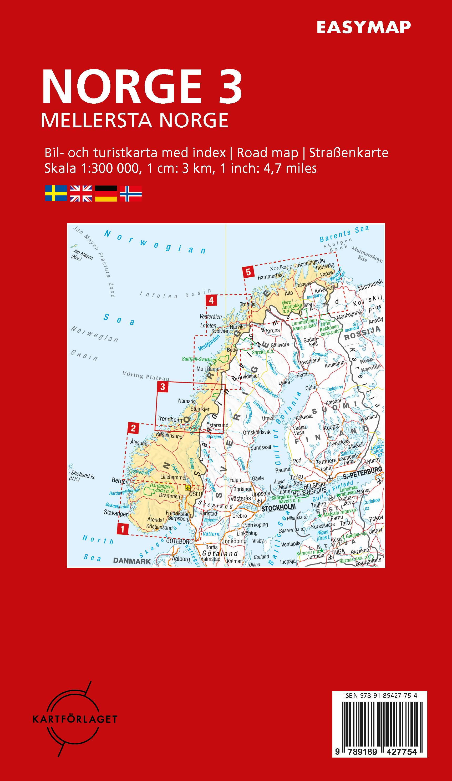 Mellersta Norge 3 EasyMap, 1:300 000