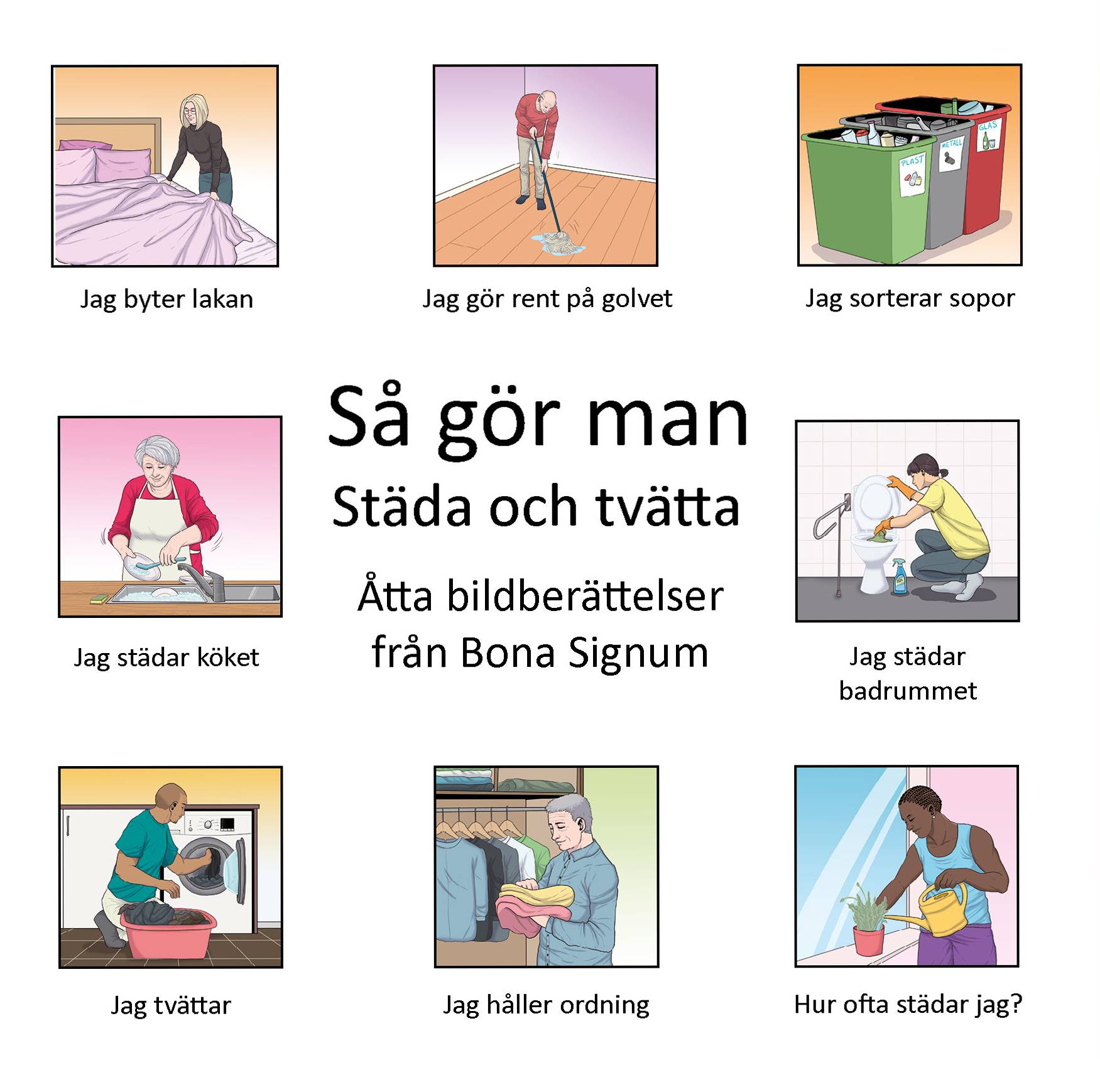 Så gör man Städa och tvätta - ask med åtta bildberättelser