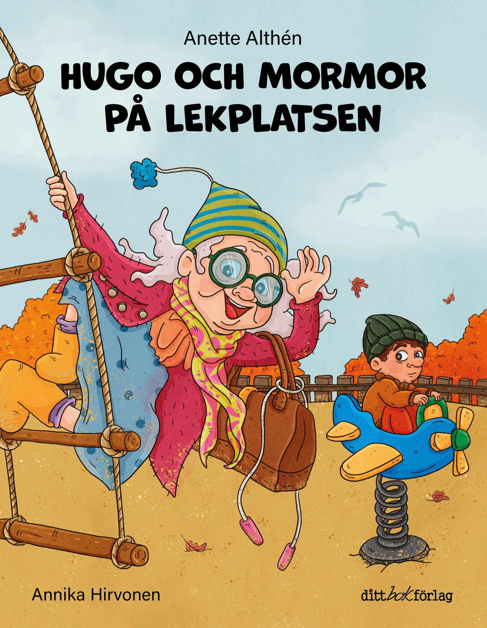 Hugo och mormor på lekplatsen