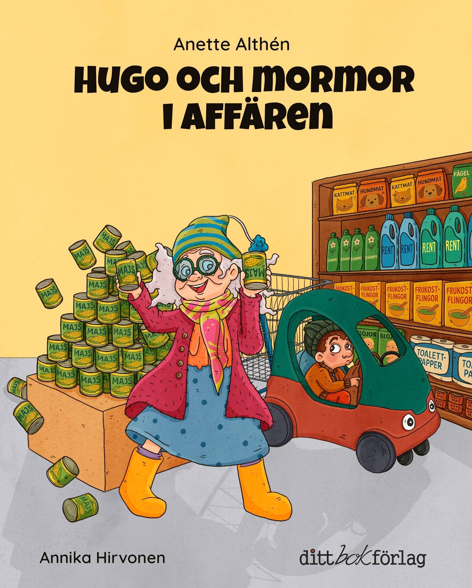 Hugo och mormor i affären