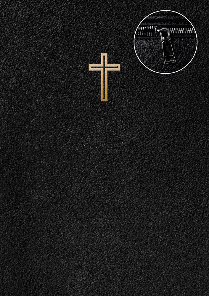 Svenska Folkbibeln 2015 : Slimline Svart läder med dragkedja