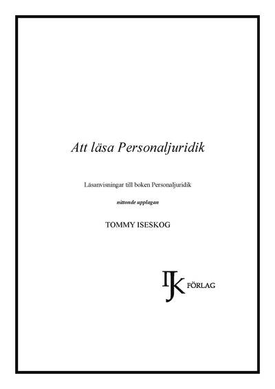 Att läsa Personaljuridik : läsanvisningar till boken Personaljuridik