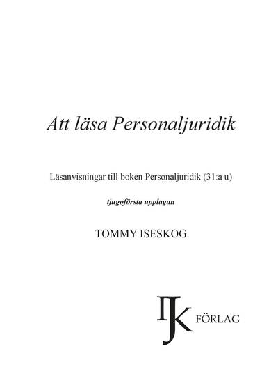 Att läsa Personaljuridik : läsanvisningar till boken Personaljuridik (31: a u)