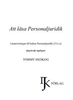 Att läsa Personaljuridik : läsanvisningar till boken Personaljuridik