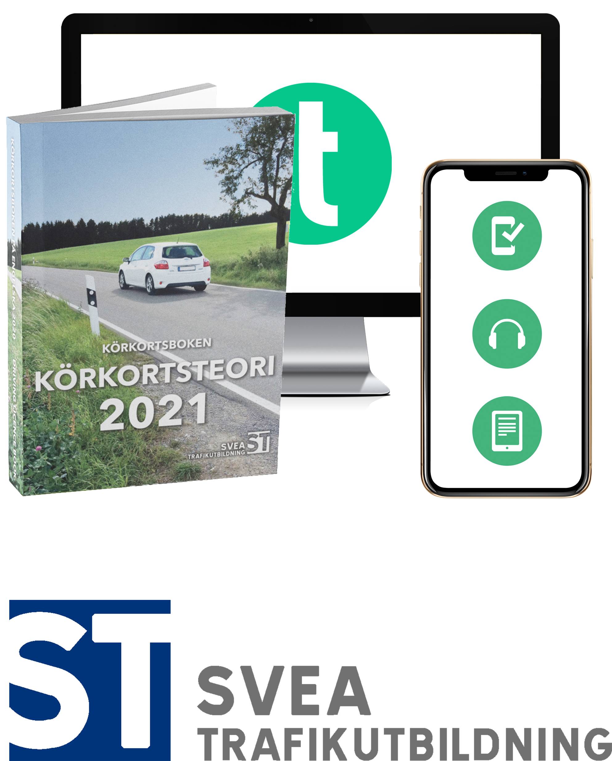 Körkortsboken Körkortsteori 2021 (bok + digitalt teoripaket med körkortsfrågor, övningar, ljudbok & ebok)