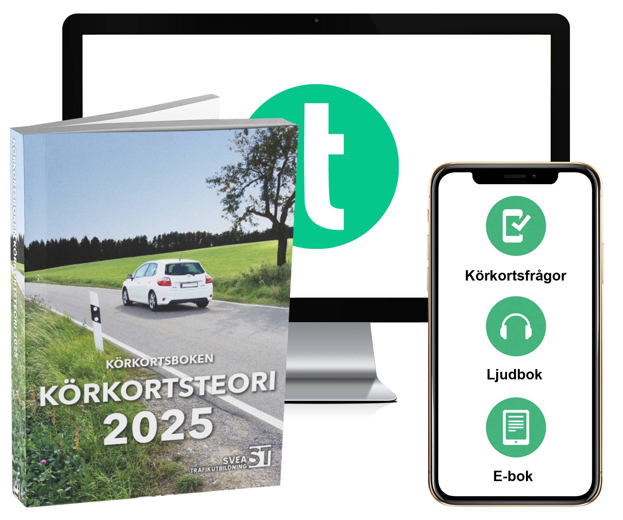 Körkortsboken Körkortsteori 2025 (bok + digitalt teoripaket med körkortsfrågor, övningar, ljudbok & ebok)